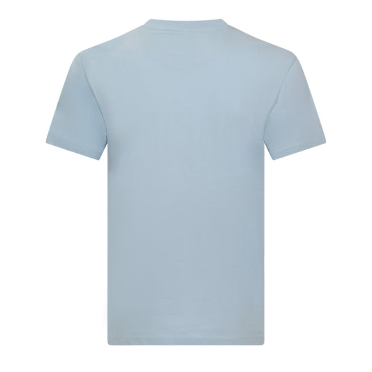 Back view of ice blue jersey cotton T-shirt in regular fit