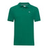 Front view of Gisada emerald green cotton piqué polo with 3D embroidered wing