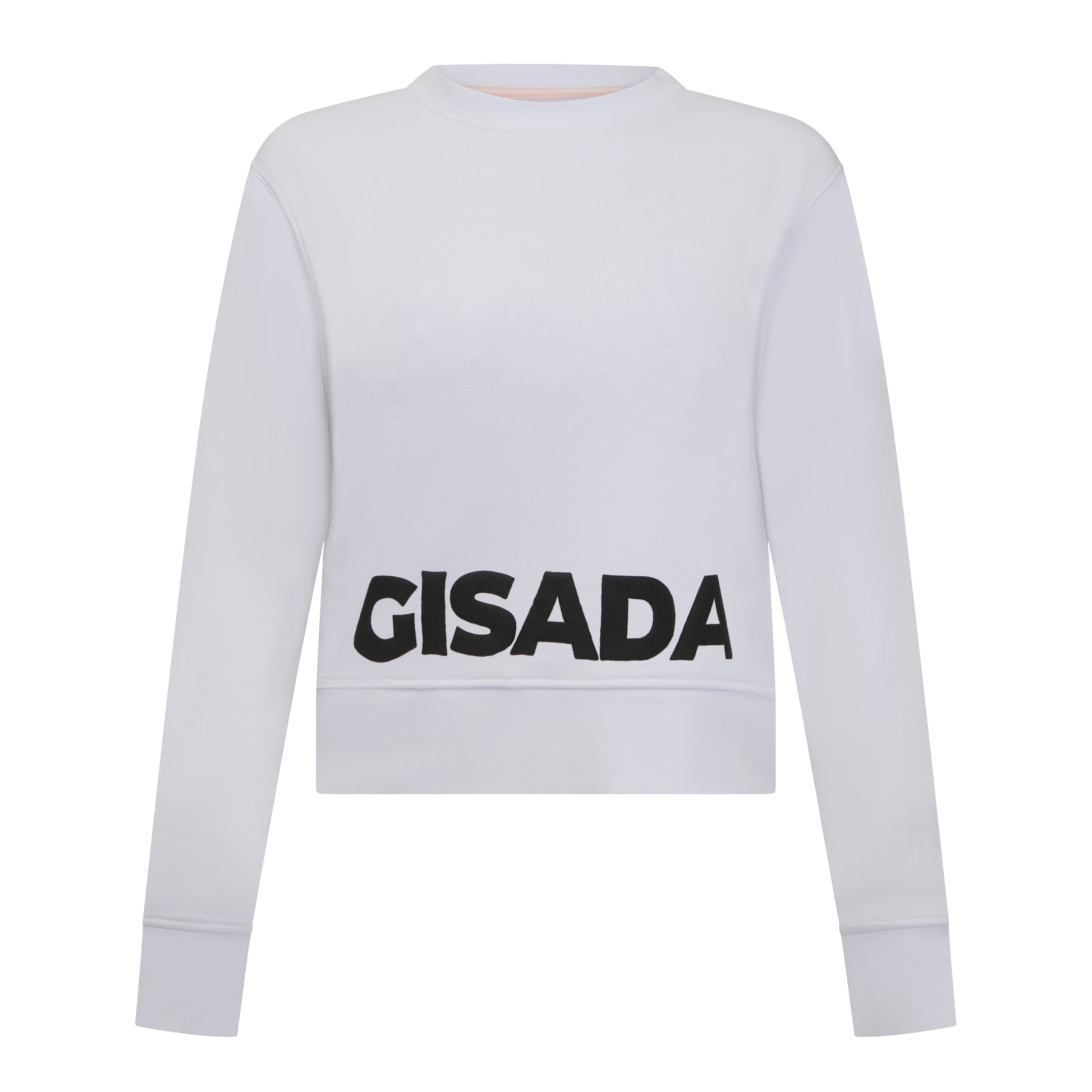 Gisada cropped sweatshirt in white cotton with front puff logo print