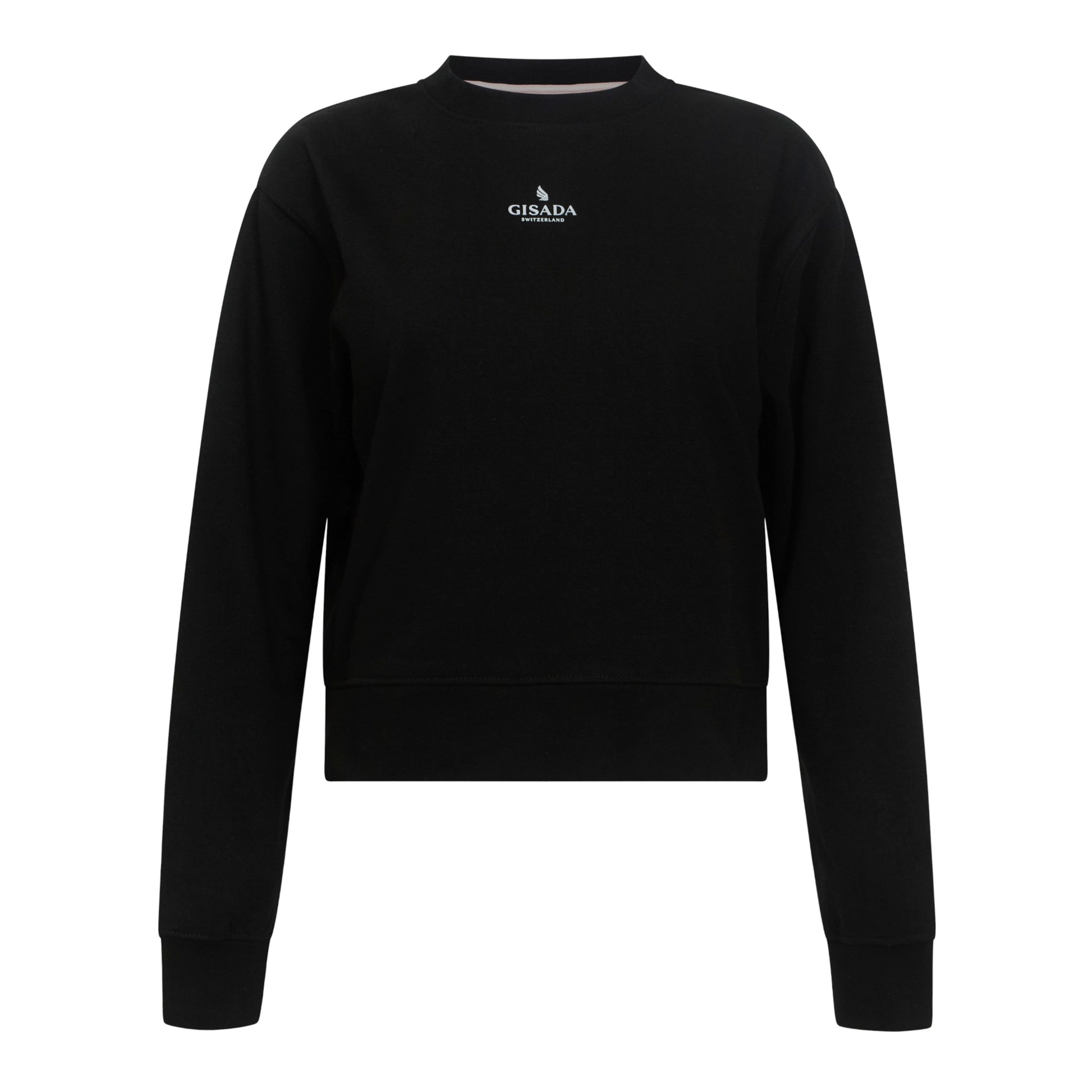 Crop Sweatshirt in Midweight Cotton with Small Silicon Logo Gisada Sweatshirt
