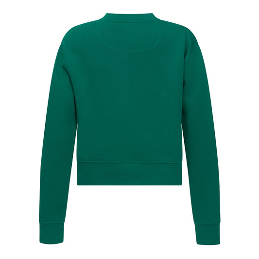 Emerald green crop sweatshirt in cotton with modern print