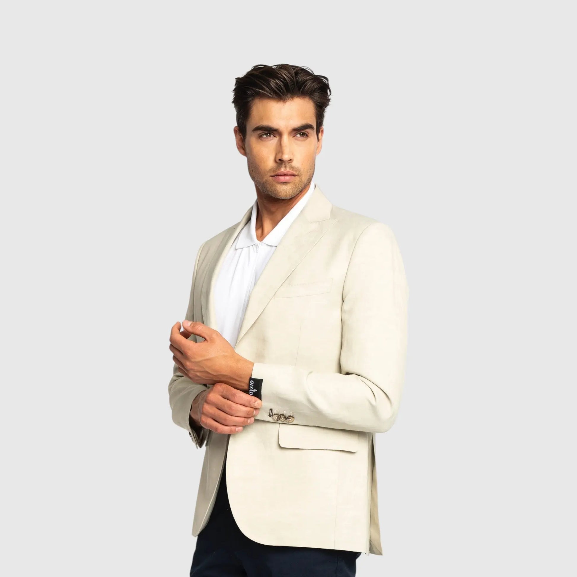 Barcelona Blazer in Luxe Cotton Linen - Gisada.com