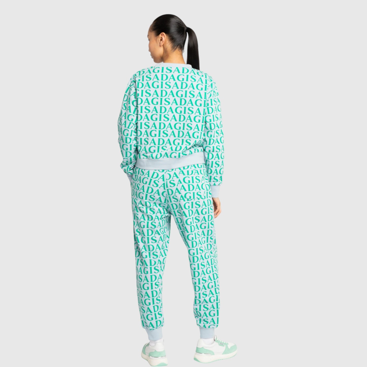 Crop Sweatshirt in Midweight Cotton with Allover Print Gisada Sweatshirt