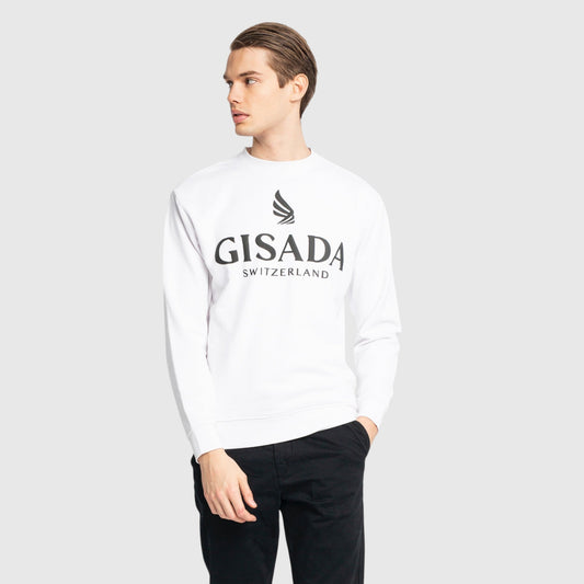 Regular Fit Sweatshirt in Midweight Cotton with Logo Puff Print Gisada Sweatshirt