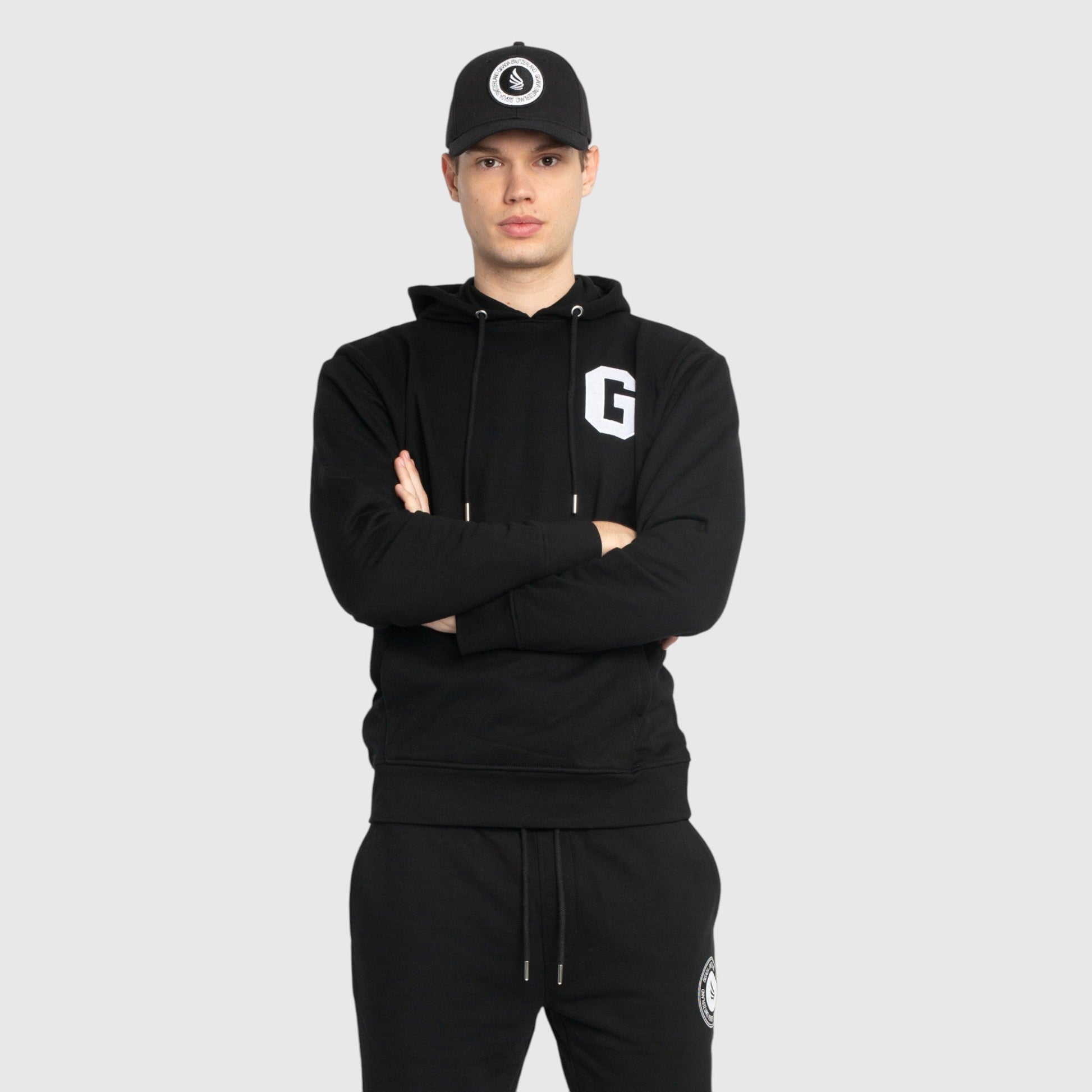 Regular Fit Hoodie in Midweight Cotton with Patch Print Gisada Hoodie