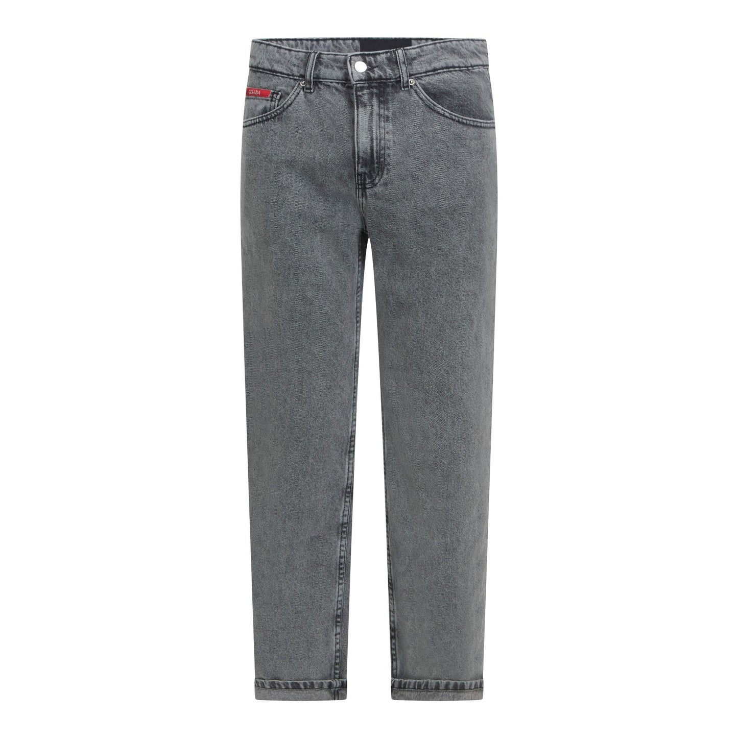 Front view of Gisada Snow Grey Regular Fit Denim Jeans