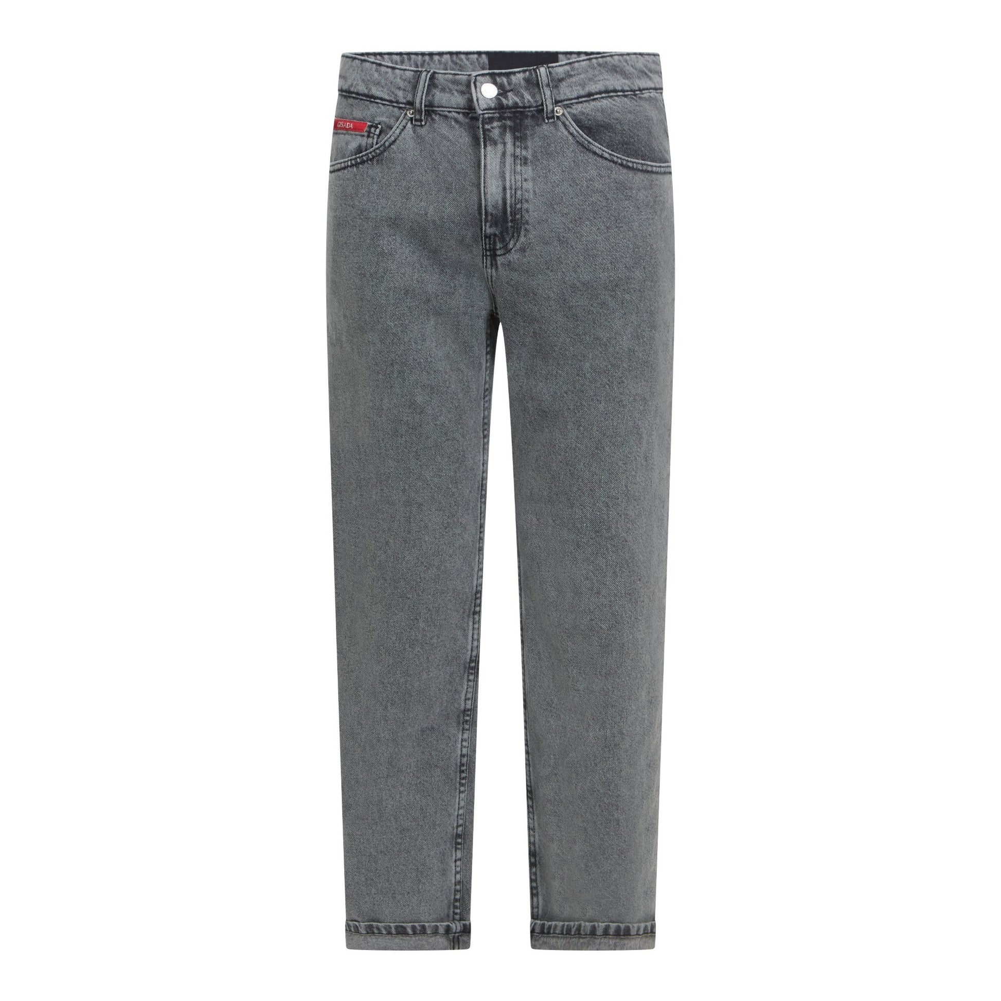 Front view of Gisada Snow Grey Regular Fit Denim Jeans