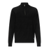 Front view of black merino-cotton half-zip pullover by Gisada