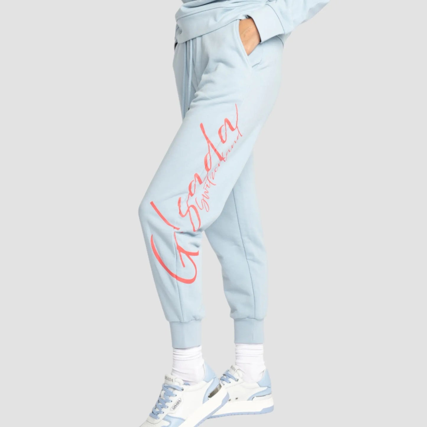 Regular Fit Jogger in Midweight Cotton with Cursive Puff Print Gisada Jogger