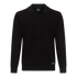 Front view of black knit polo shirt with Johnny collar by Gisada