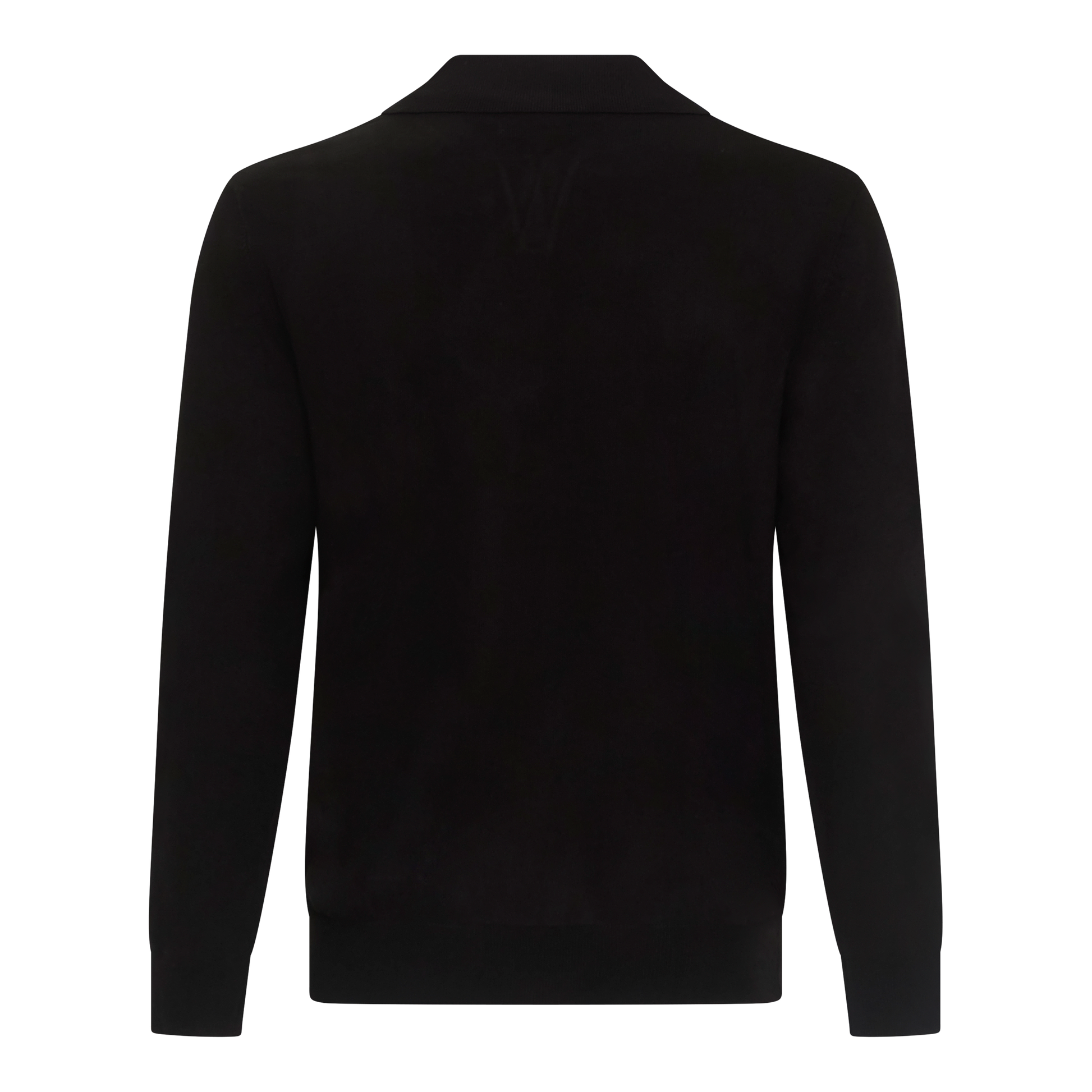 Back view showcasing the tonal embossed logo of the Gisada black polo
