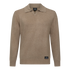 Front view of beige knit polo shirt with Johnny collar by Gisada
