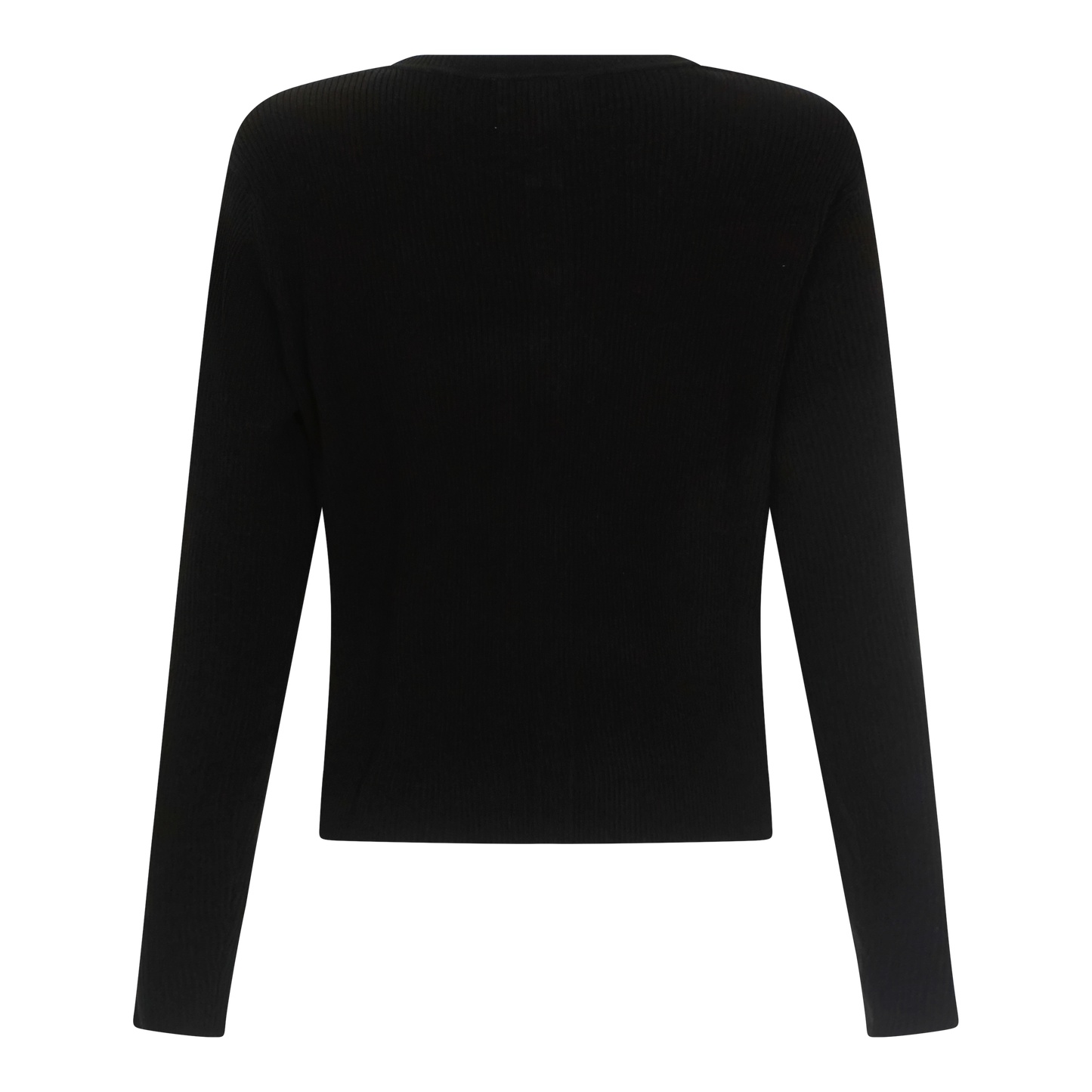 Back view of black Gisada knit shirt with long sleeves