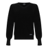 Front view of black Gisada V-neck merino-cotton pullover