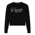 Crop Sweatshirt in Midweight Cotton with Cursive Flock Print Gisada Sweatshirt