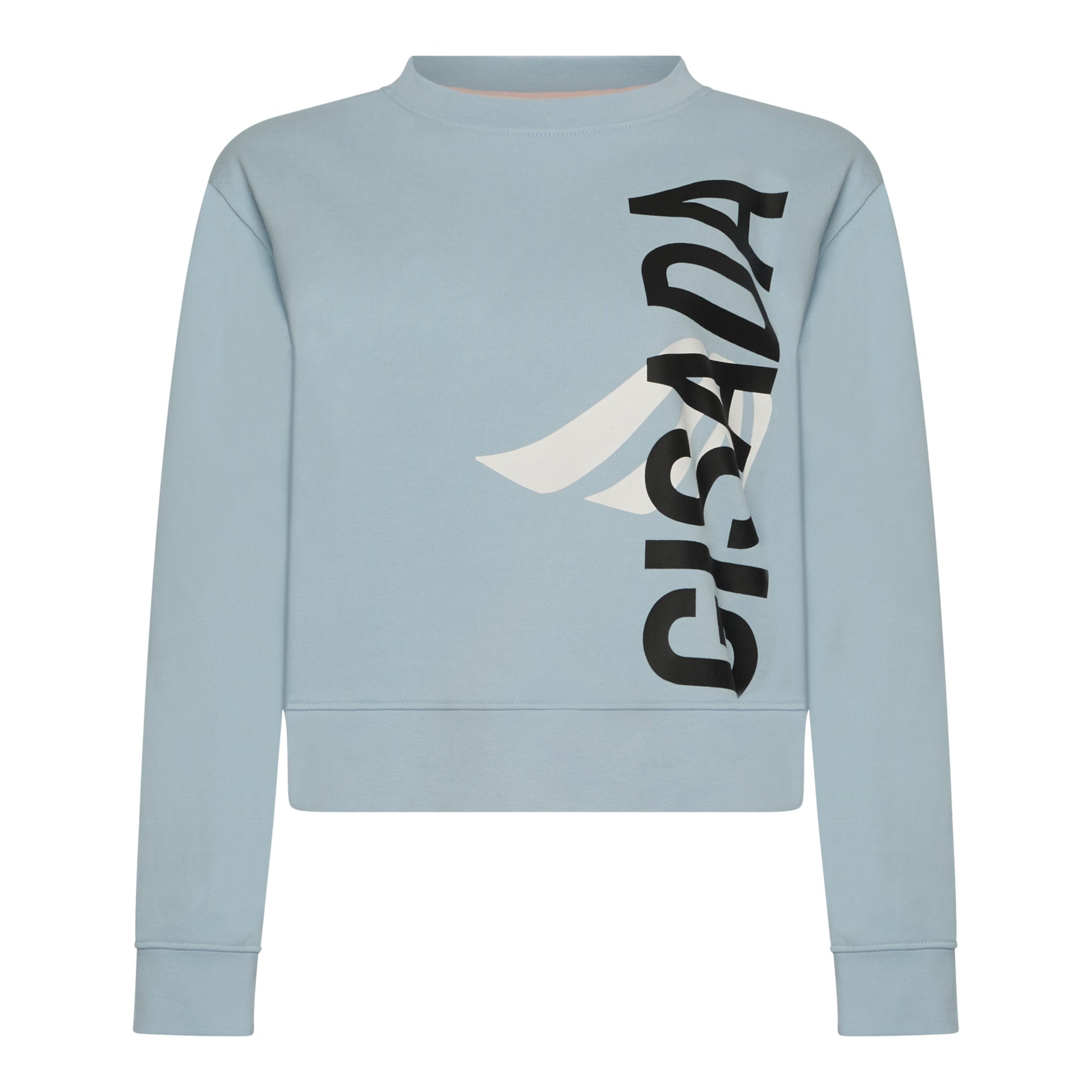 Crop Sweatshirt in Midweight Cotton with Vertical Silicon Print Gisada Sweatshirt