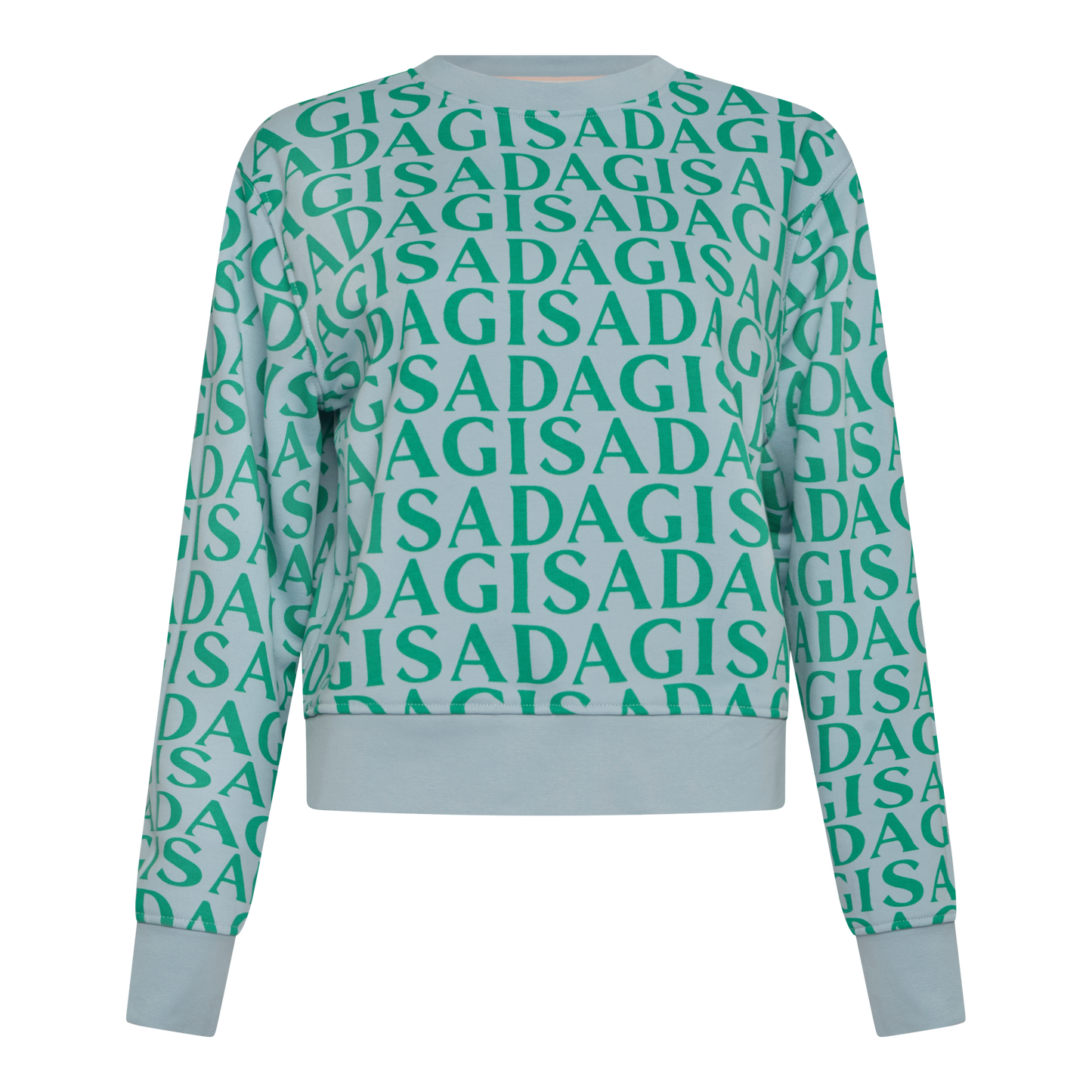 Crop Sweatshirt in Midweight Cotton with Allover Print Gisada Sweatshirt