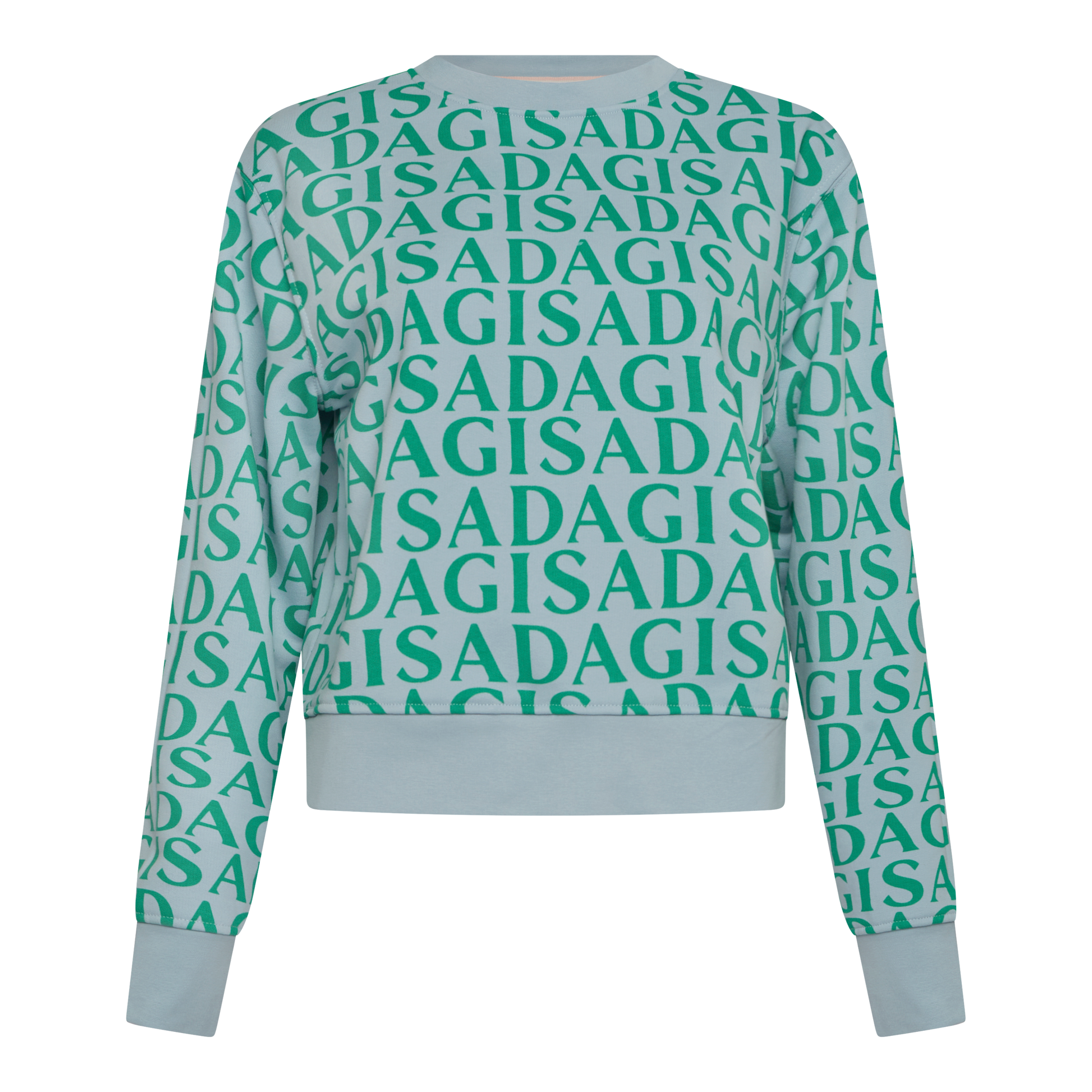 Crop Sweatshirt in Midweight Cotton with Allover Print Gisada Sweatshirt