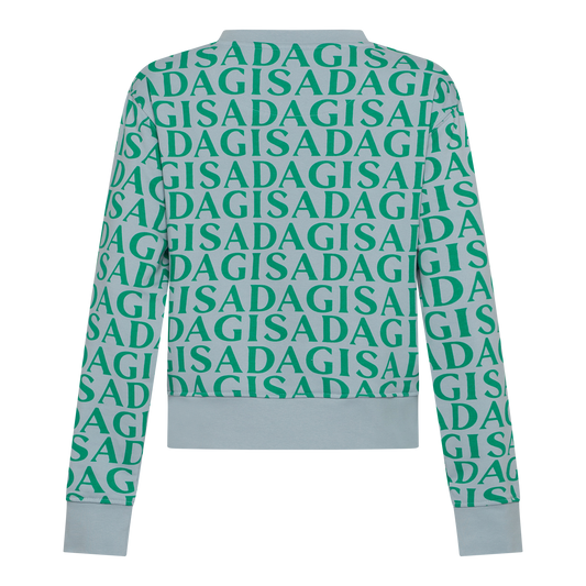 Crop Sweatshirt in Midweight Cotton with Allover Print Gisada Sweatshirt