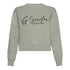 Crop Sweatshirt in Midweight Cotton with Cursive Flock Print Gisada Sweatshirt