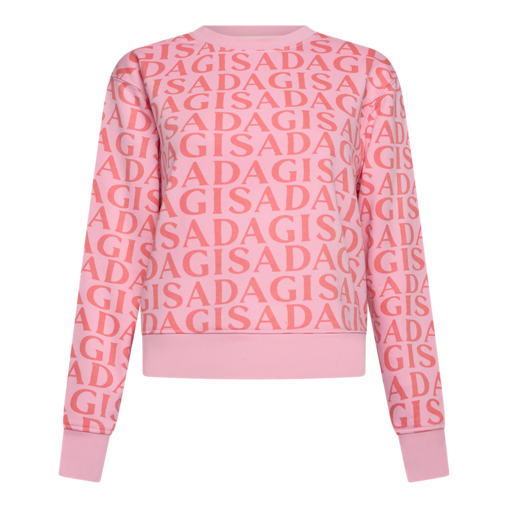 Crop Sweatshirt in Midweight Cotton with Allover Print Gisada Sweatshirt
