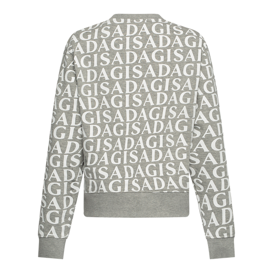 Crop Sweatshirt in Midweight Cotton with Allover Print Gisada Sweatshirt