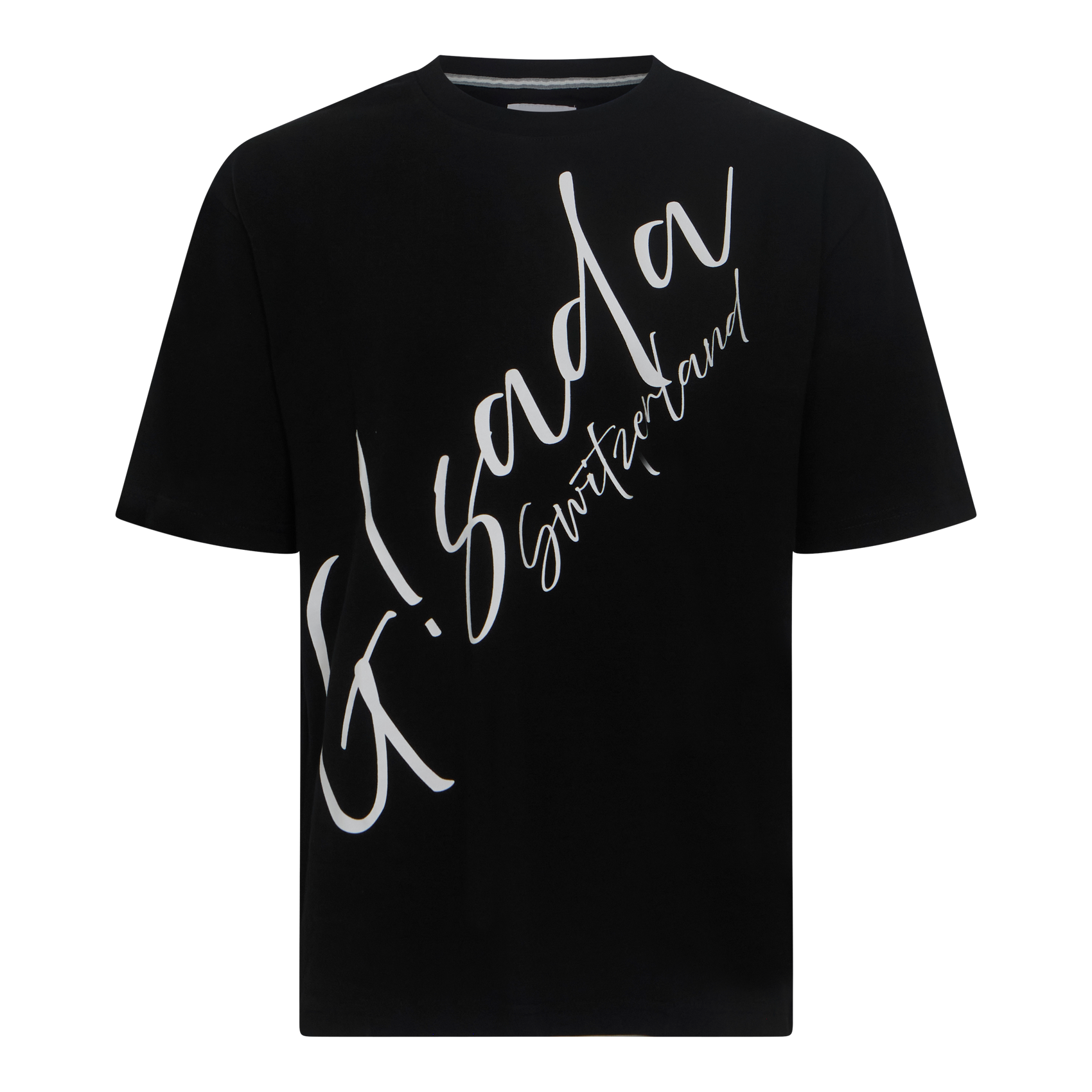 Oversized T-Shirt in Jersey Cotton with Cursive Flock Print Gisada Shirts
