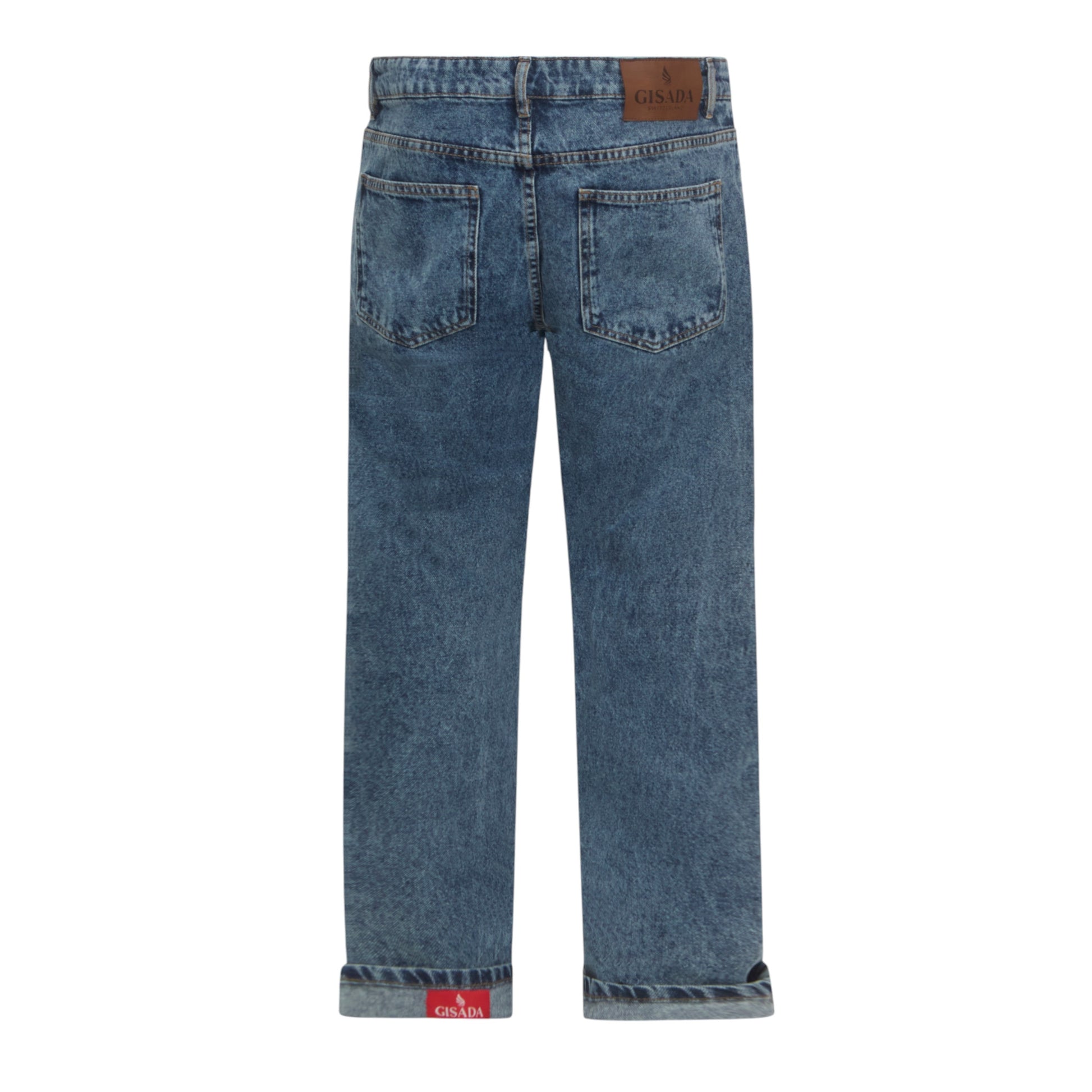 Wide Leg Denim Jeans with Inside Bottom Label Gisada Jeans