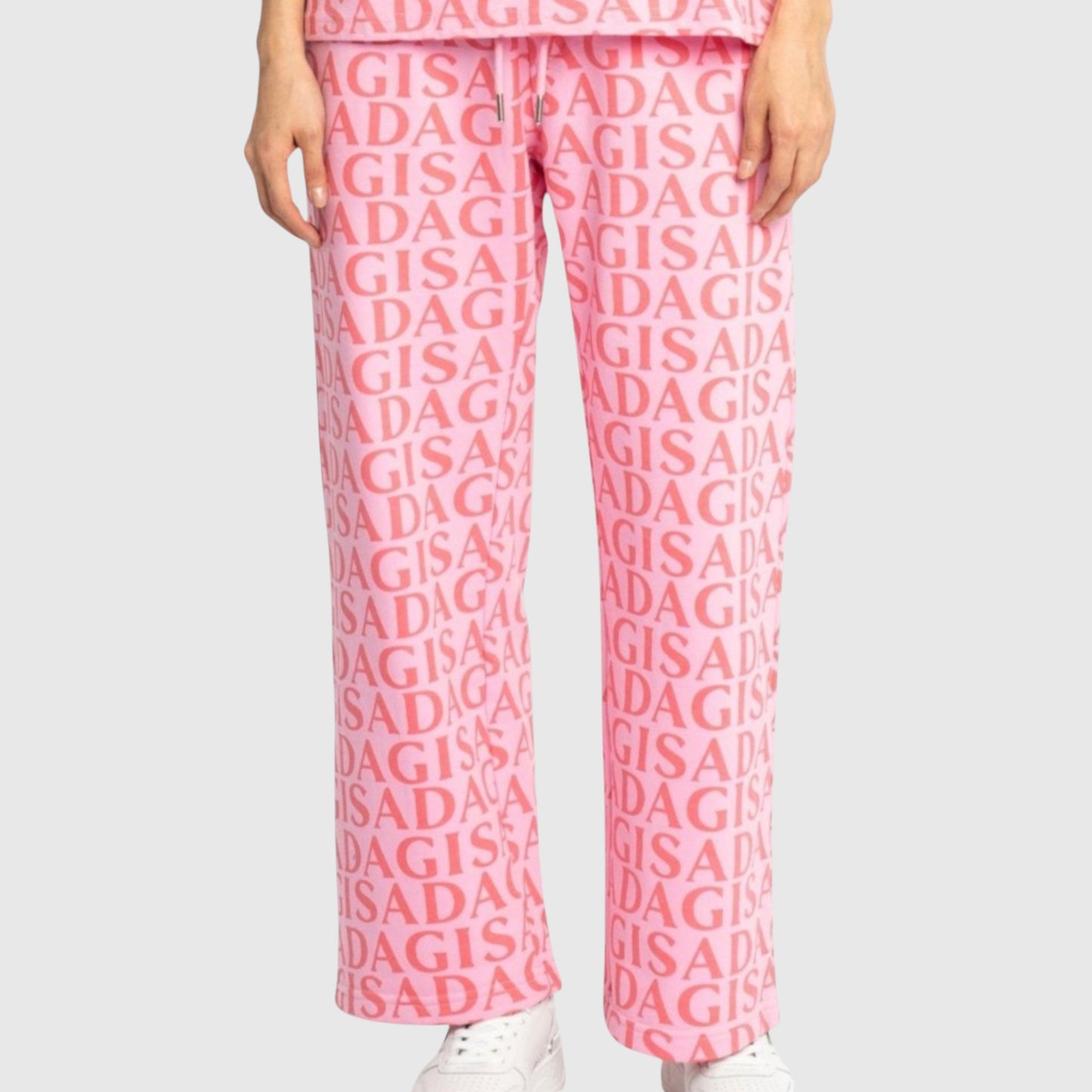 Straight Leg Sweatpants in Midweight Cotton with Allover Print Gisada Jogger