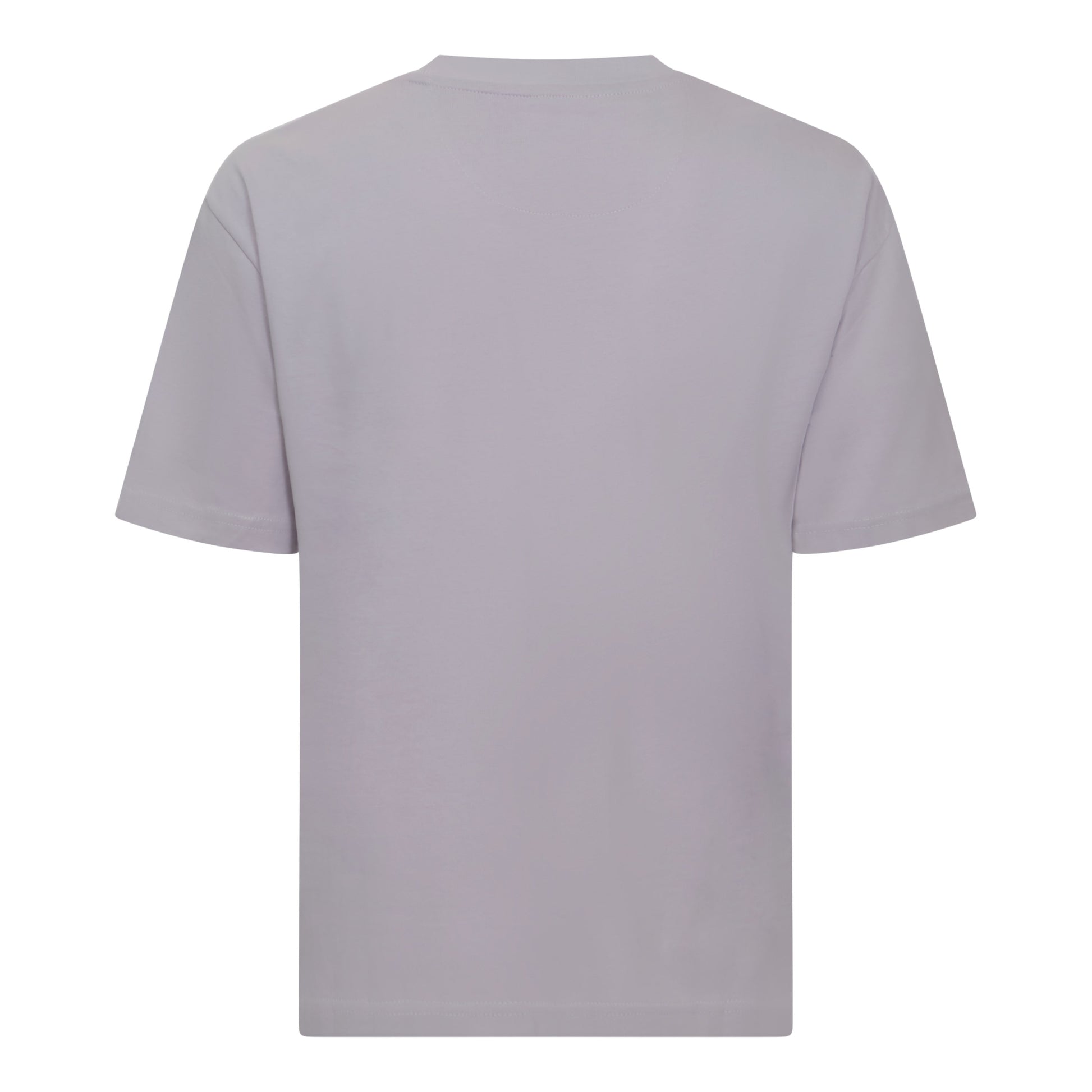 Back view of lilac heavy cotton T-shirt in oversized cut by Gisada