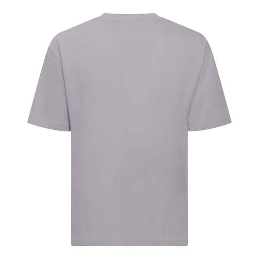 Back view of lilac heavy cotton T-shirt in oversized cut by Gisada