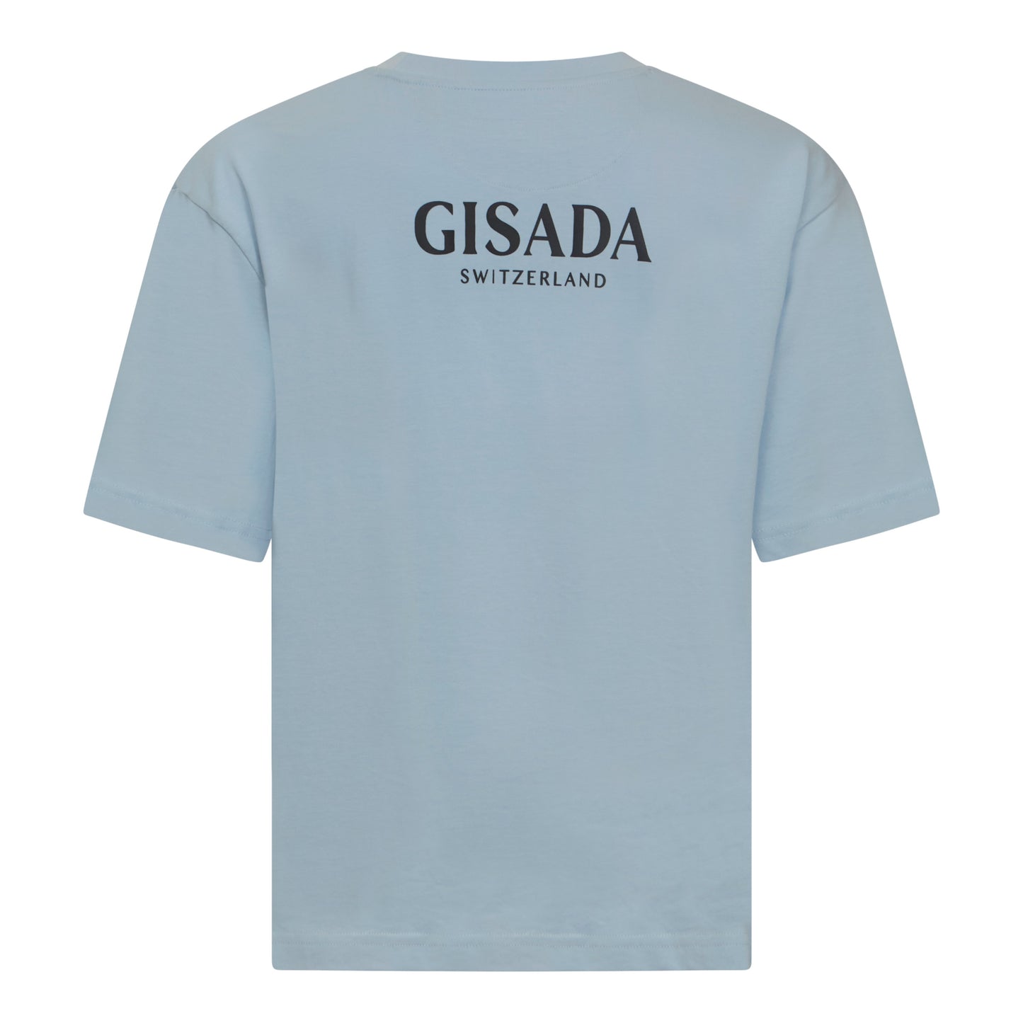 Back view of premium ice blue cotton tee with Gisada logo