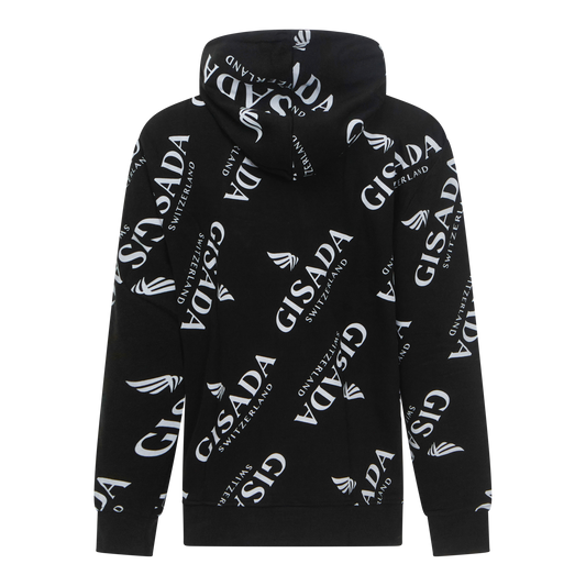Premium cotton hoodie in black with bold Gisada branding
