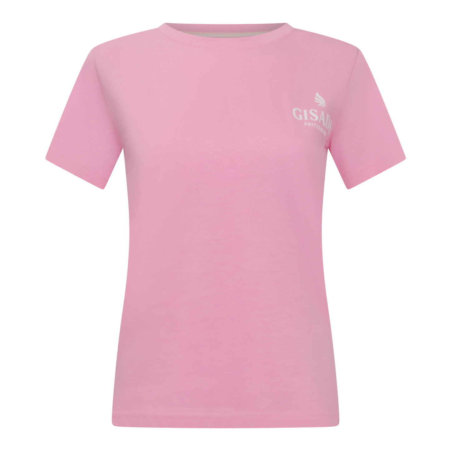 Pink sorbet jersey t-shirt with silicon Gisada logo – front view