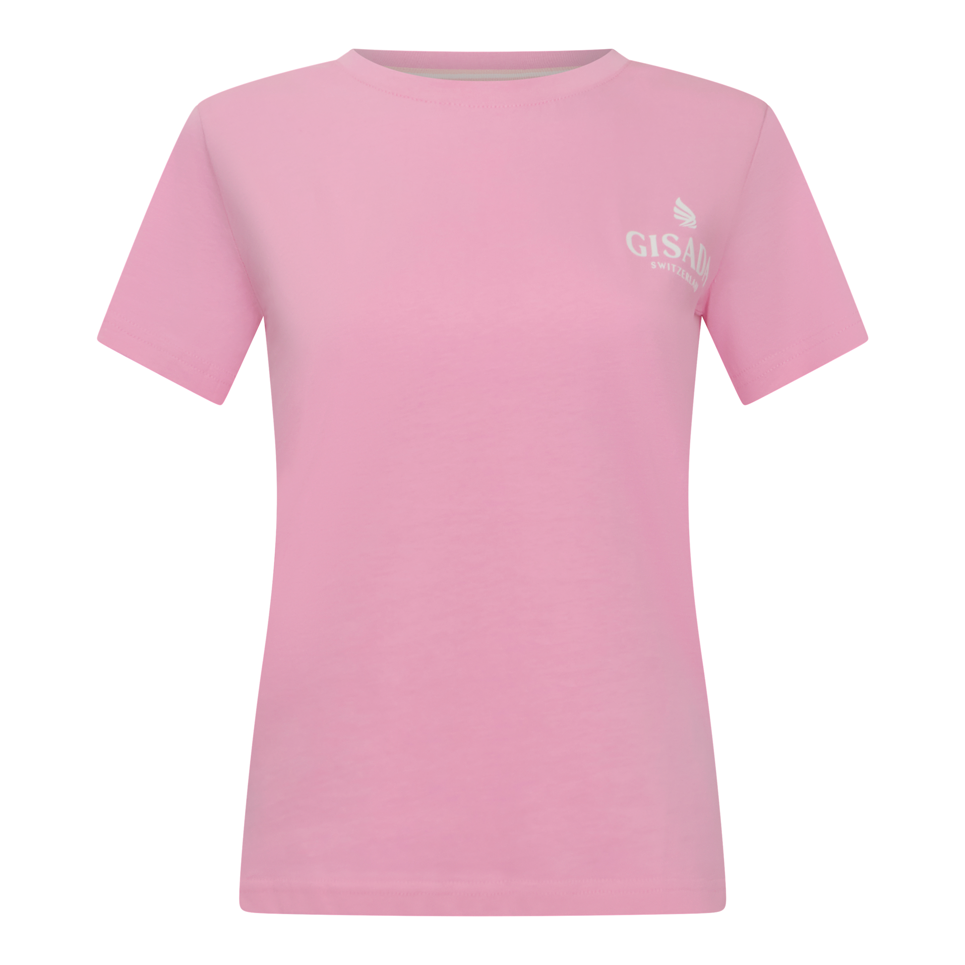 Pink sorbet jersey t-shirt with silicon Gisada logo – front view