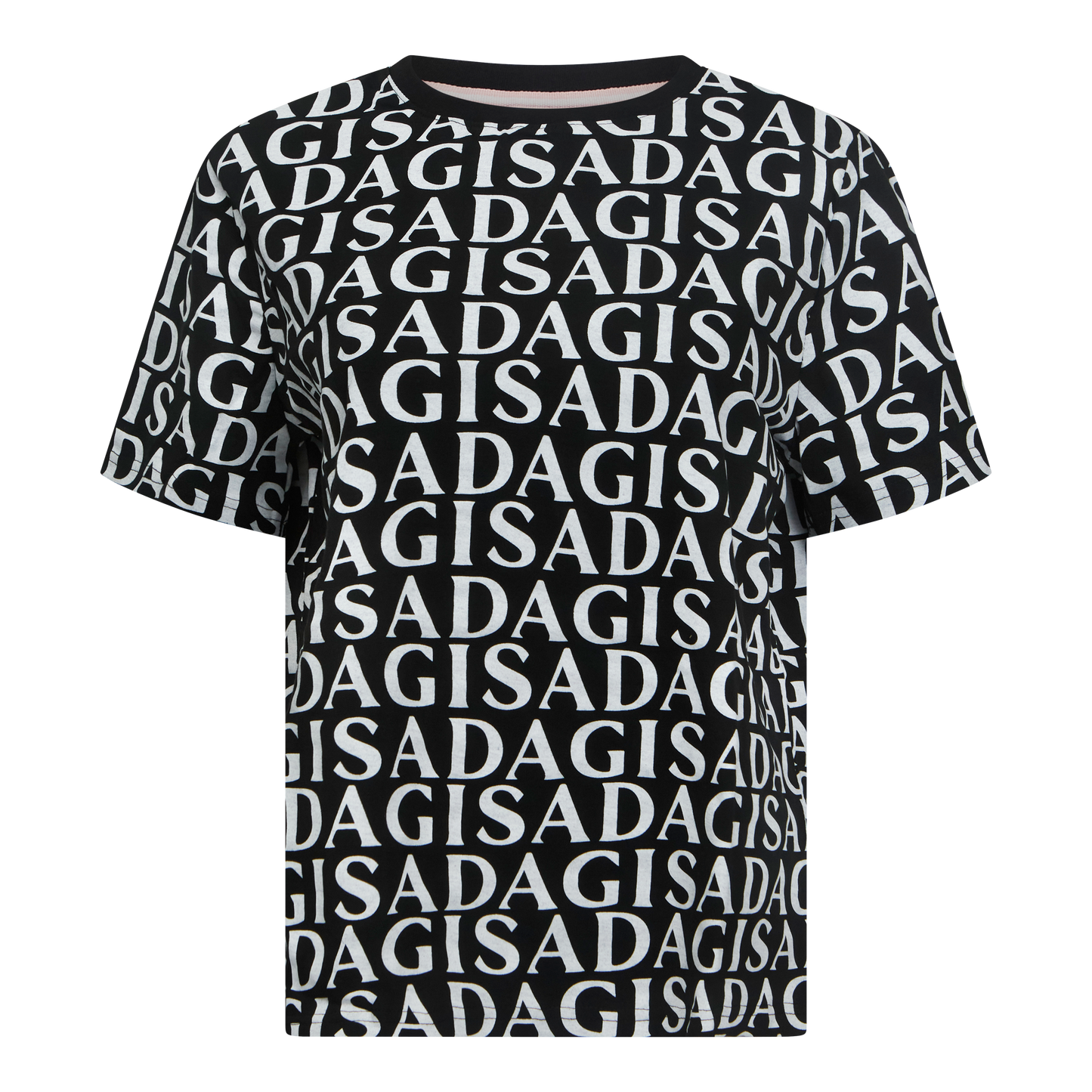 Oversized Gisada logo T-shirt in black with all-over print – front view