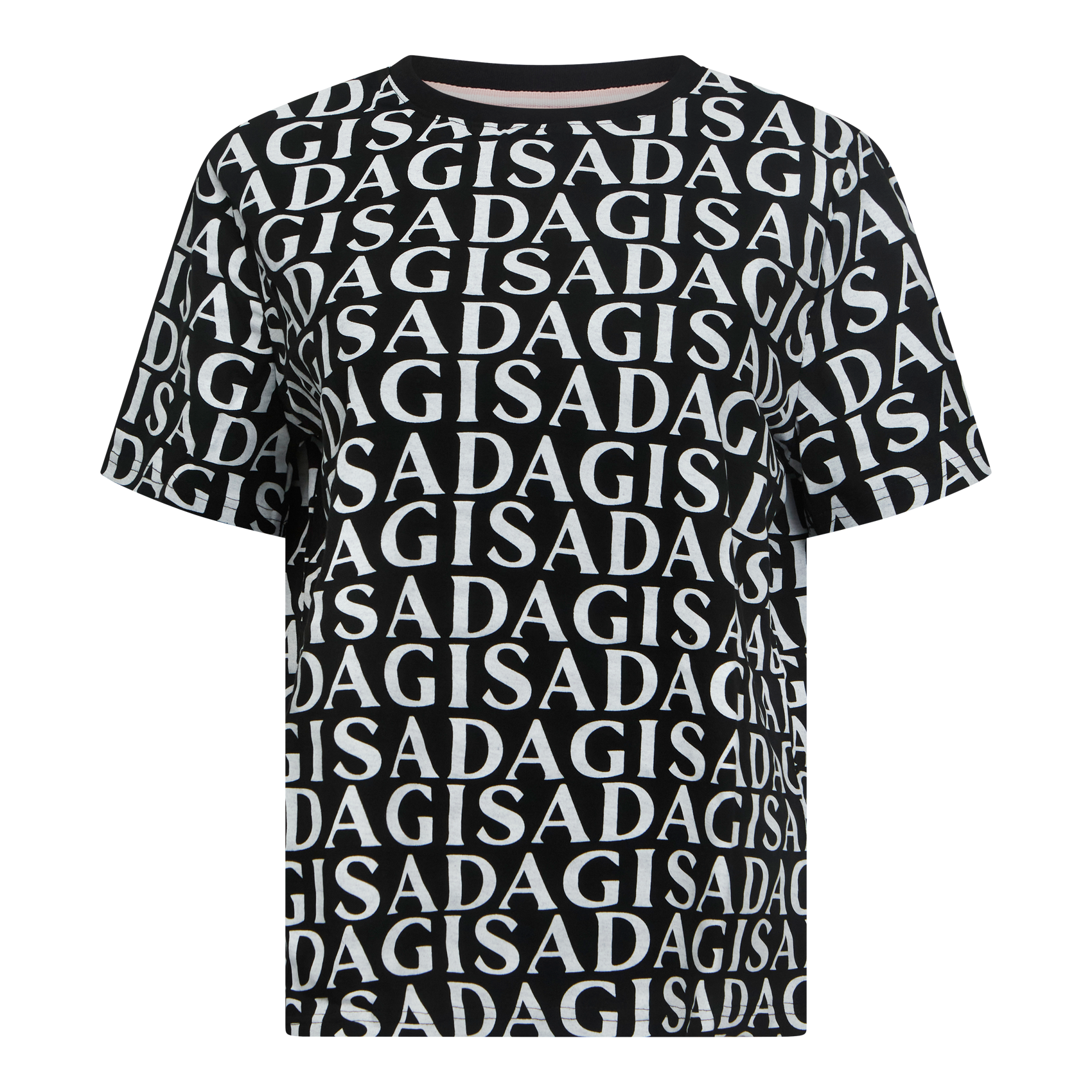 Oversized Gisada logo T-shirt in black with all-over print – front view