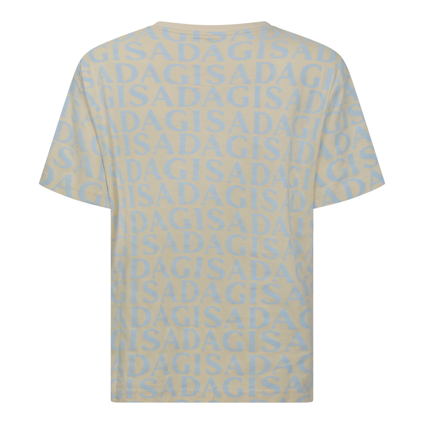 Back view of chalk beige Gisada logo T-shirt in jersey cotton