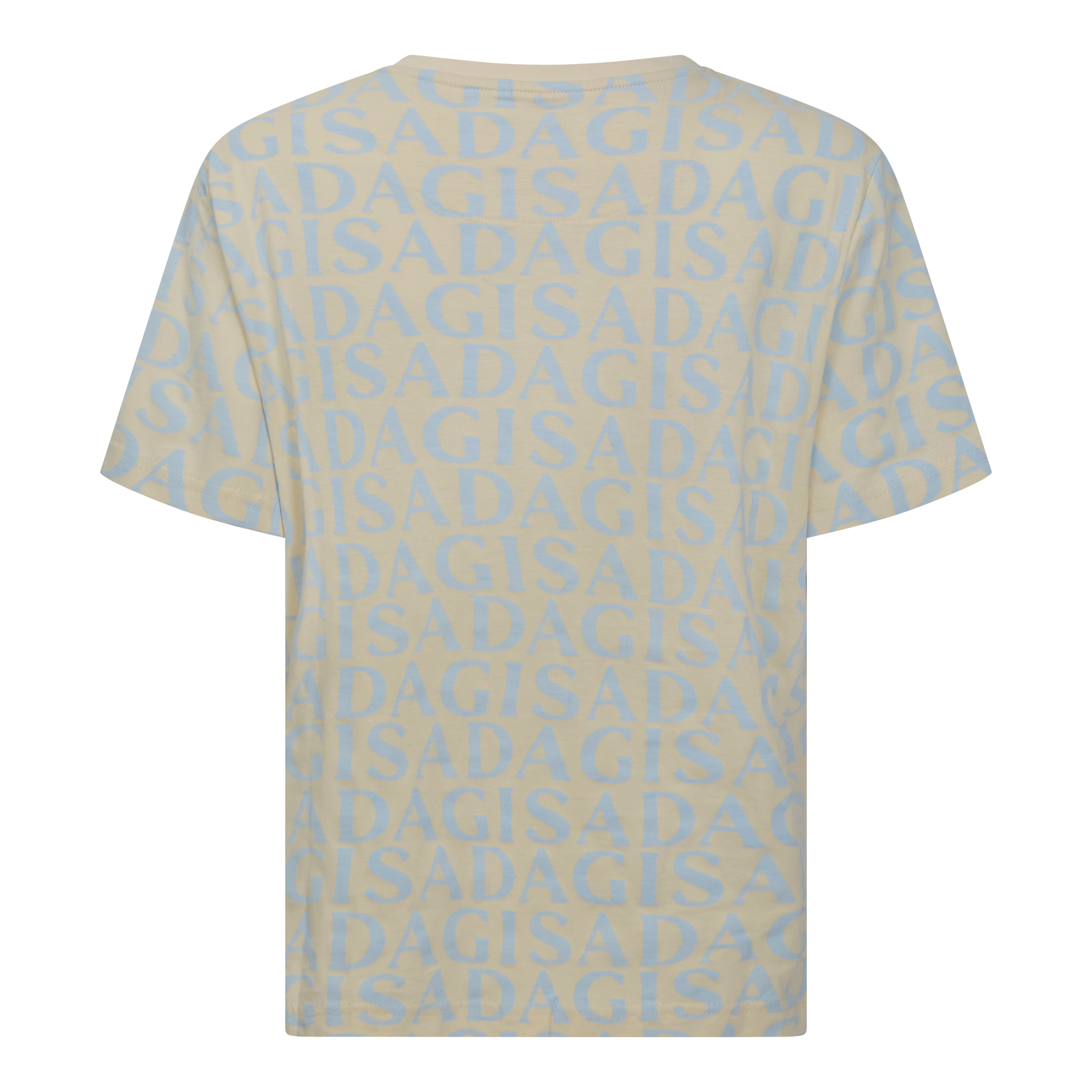 Back view of chalk beige Gisada logo T-shirt in jersey cotton
