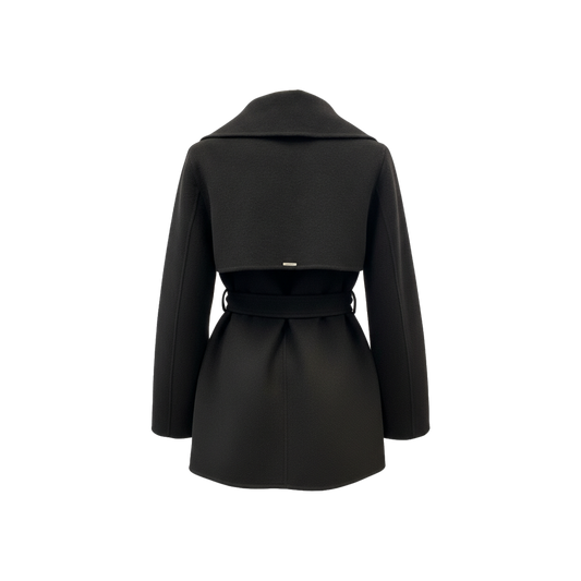 Wool‑Blend Wrap Coat with Belt