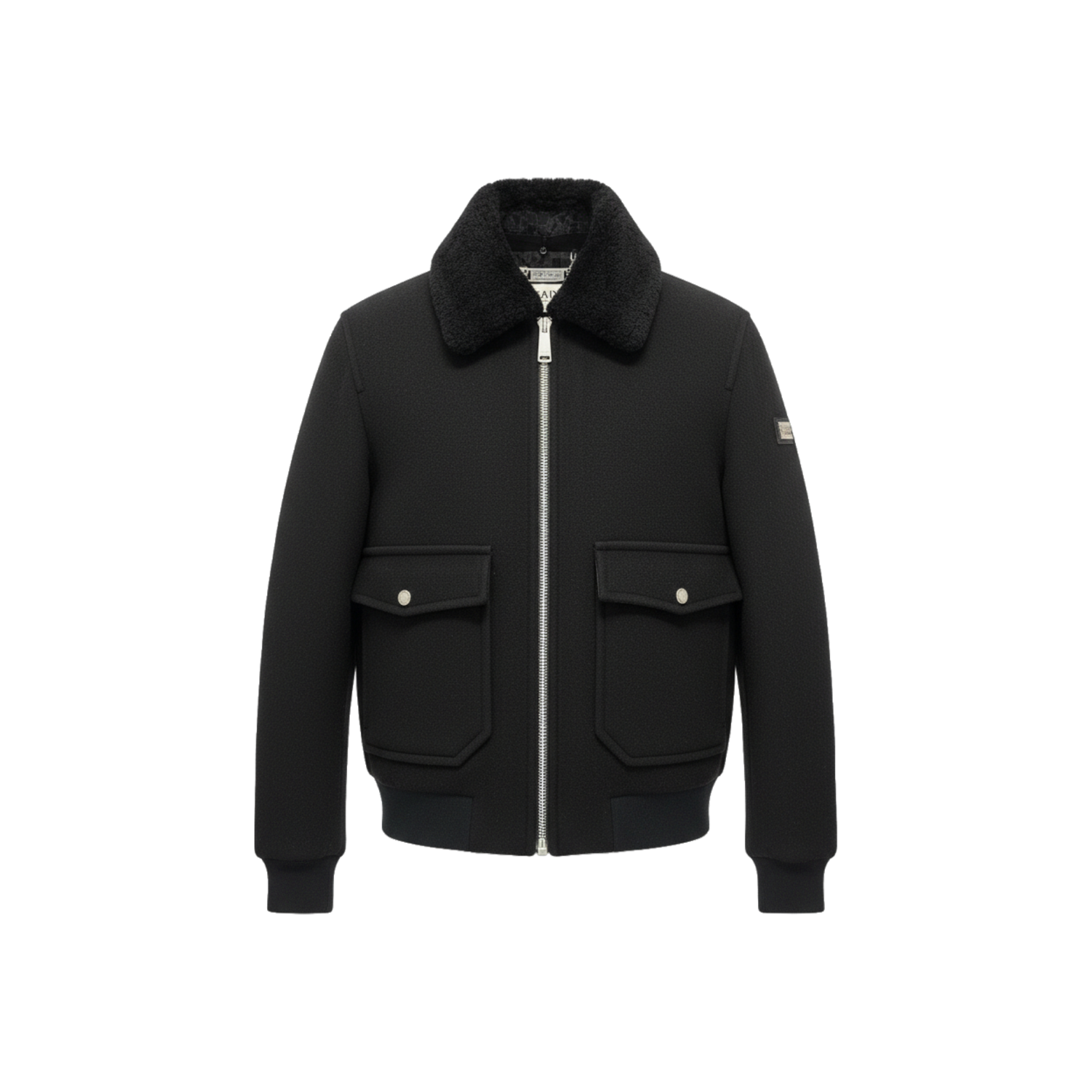 Wool‑Blend Jacket with Shearling Collar