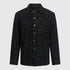 Black denim overshirt with chest pockets and button-down closure