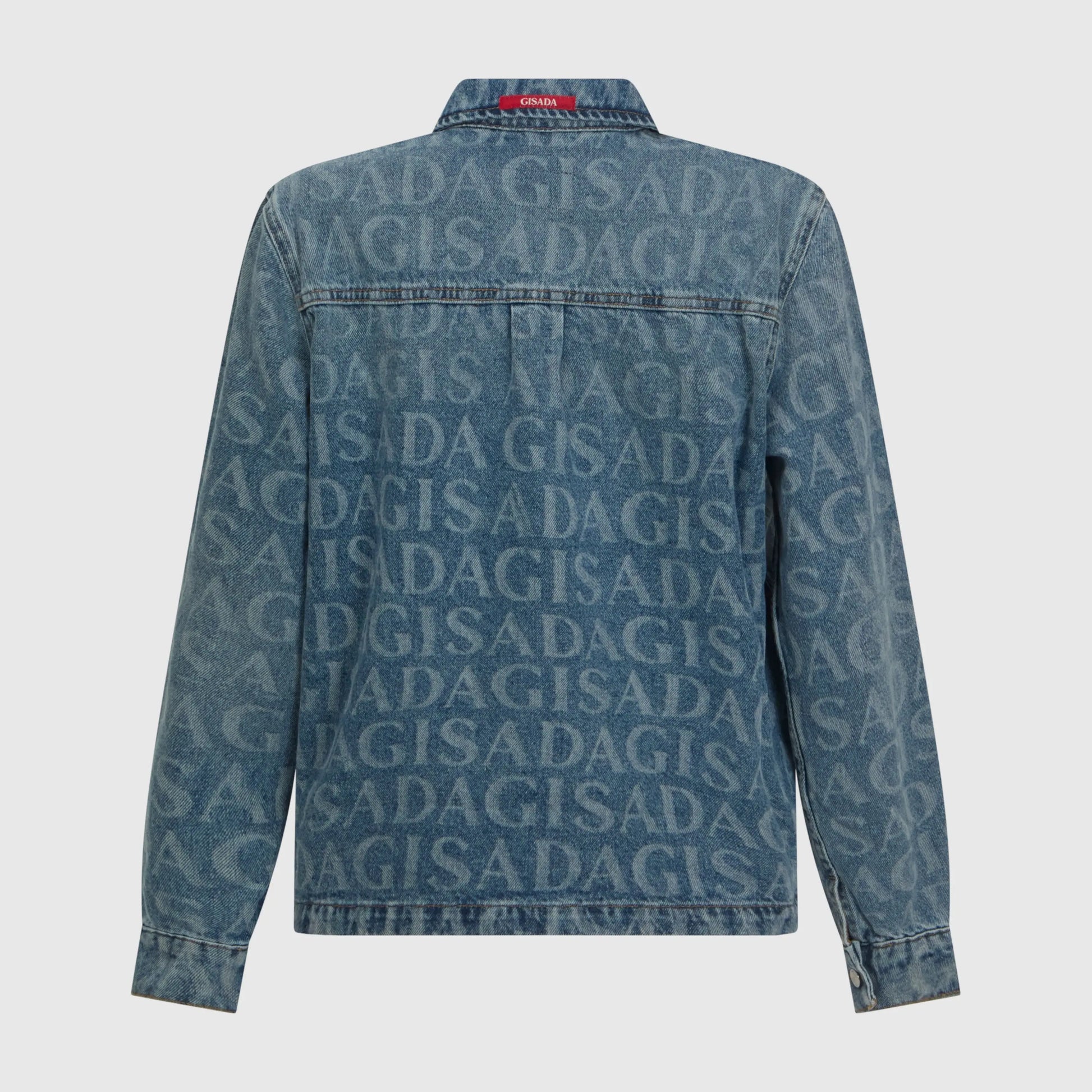 Boxy Denim Jacket with Allover Gisada Laser Print Gisada Denim