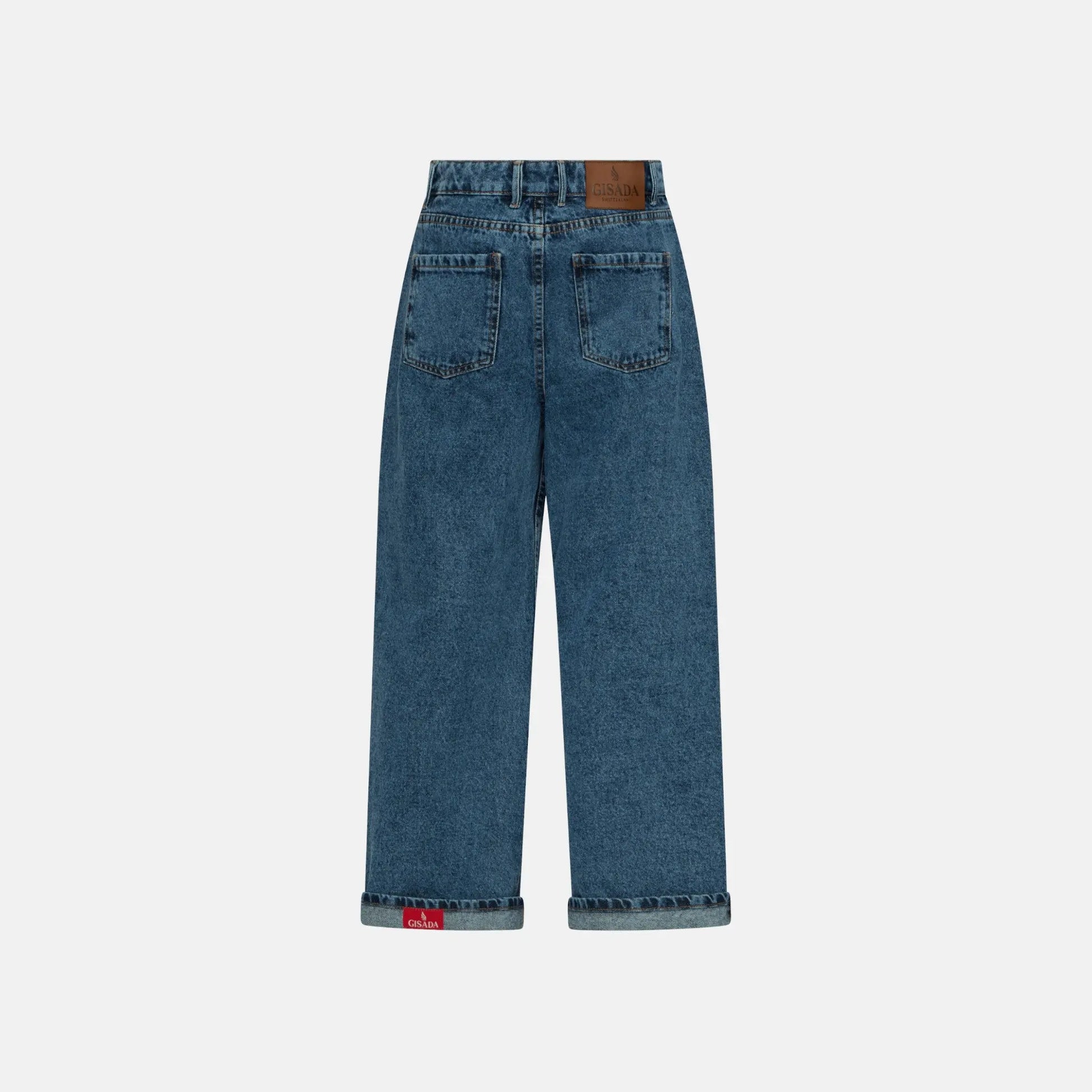 Boyfriend Crop Denim Jeans with Bottom Label Gisada Jeans