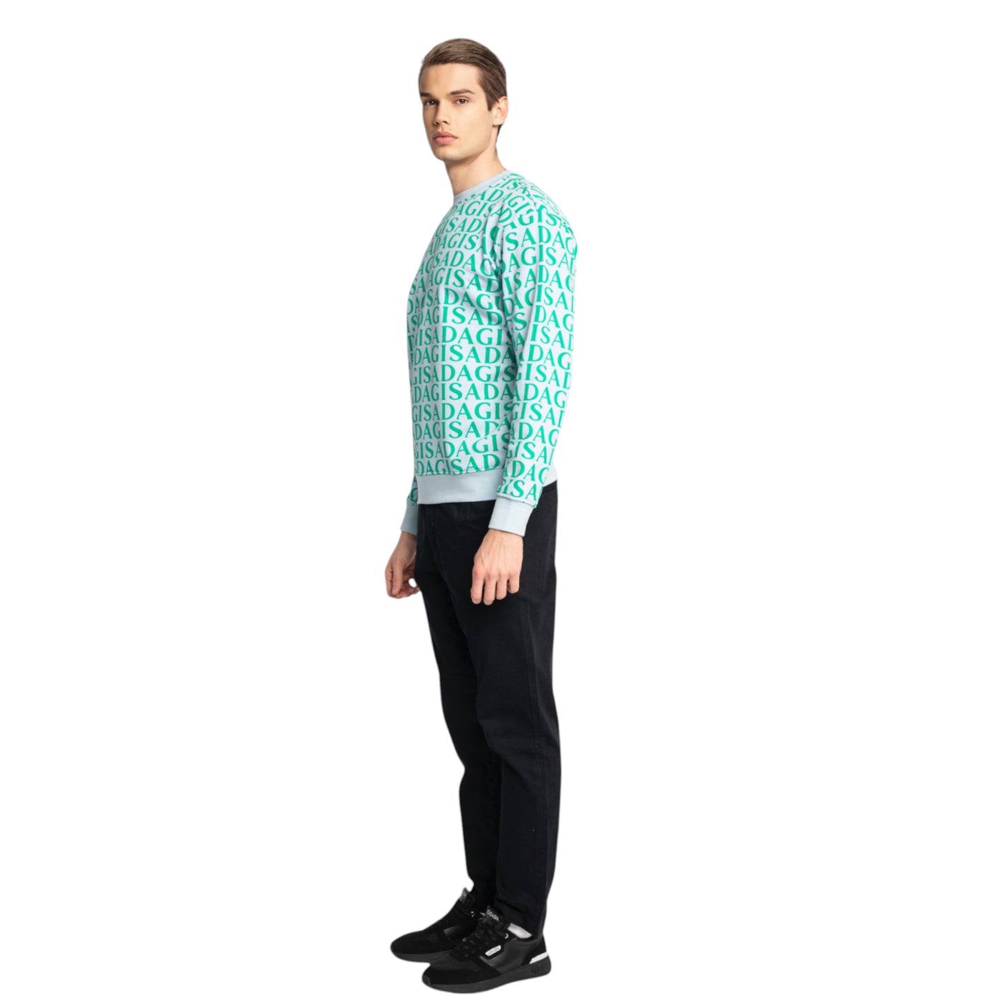 Regular Fit Sweatshirt in Midweight Cotton with Allover Print