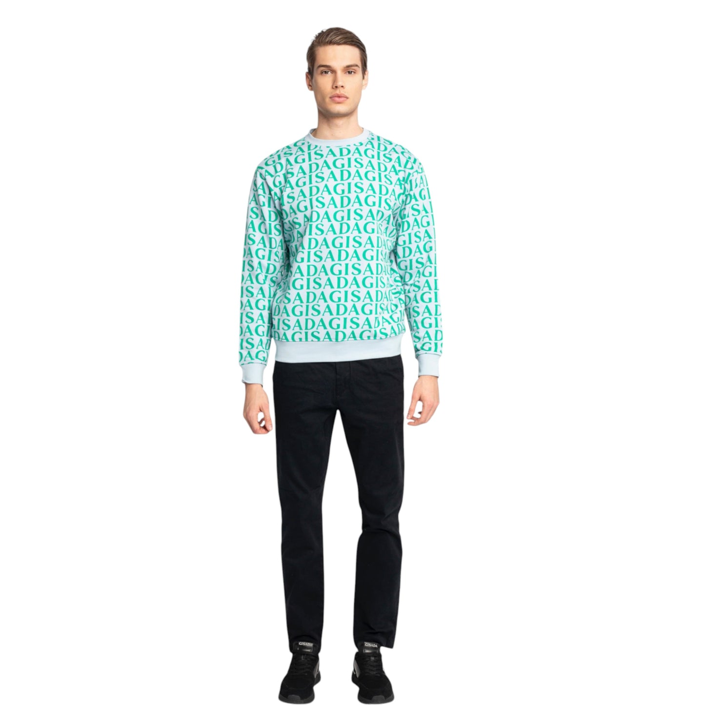 Regular Fit Sweatshirt in Midweight Cotton with Allover Print
