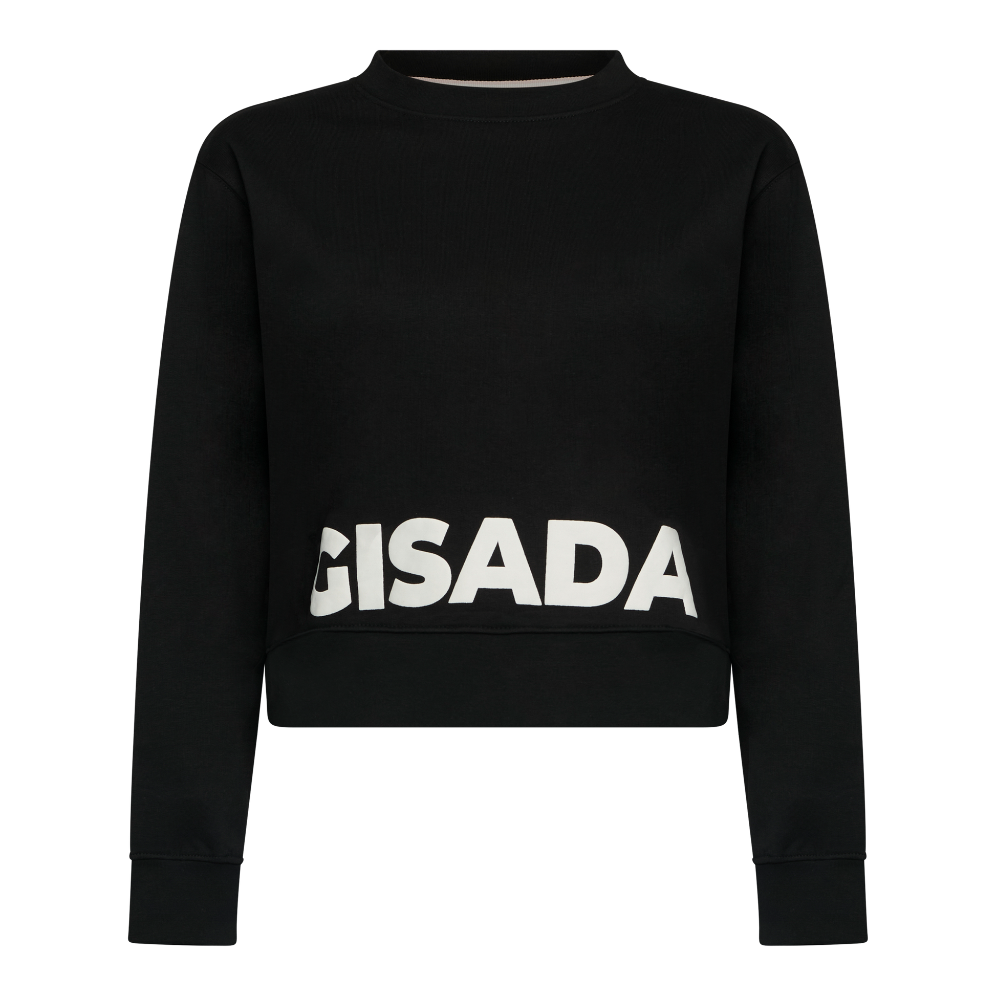 Crop Fit Sweatshirt in Midweight Cotton with Puff Print Gisada Sweatshirt