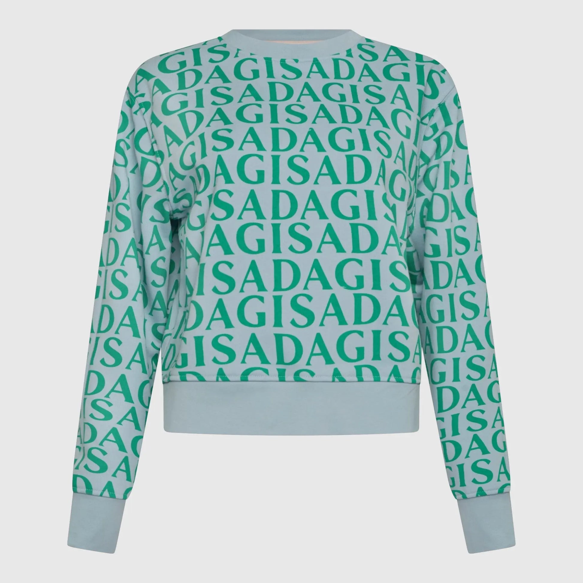 Crop Sweatshirt in Midweight Cotton with Allover Print Gisada Sweatshirt