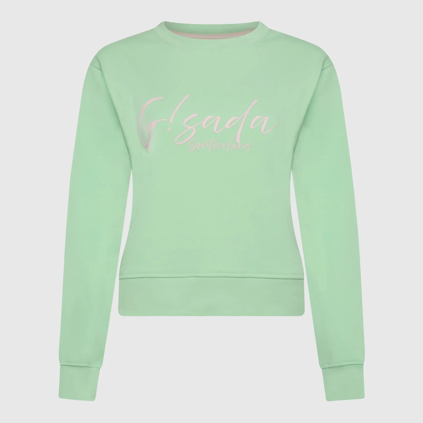 Crop Sweatshirt in Midweight Cotton with Cursive Flock Print Gisada Sweatshirt