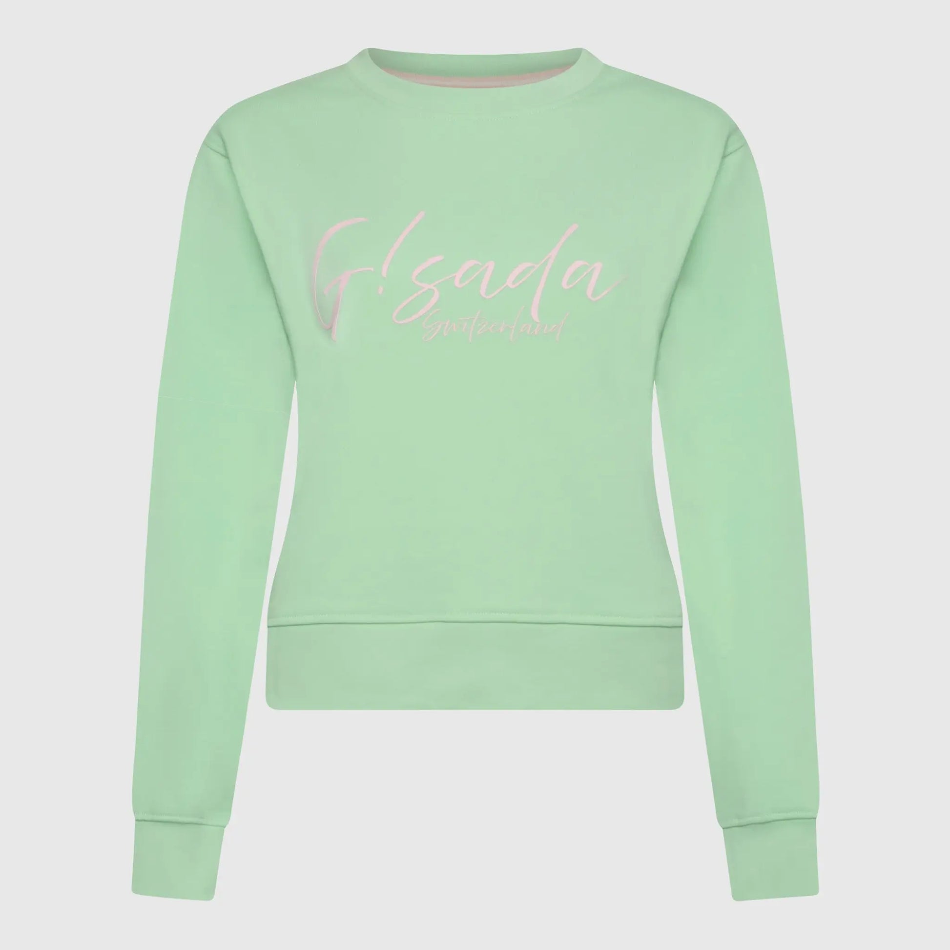 Crop Sweatshirt in Midweight Cotton with Cursive Flock Print Gisada Sweatshirt